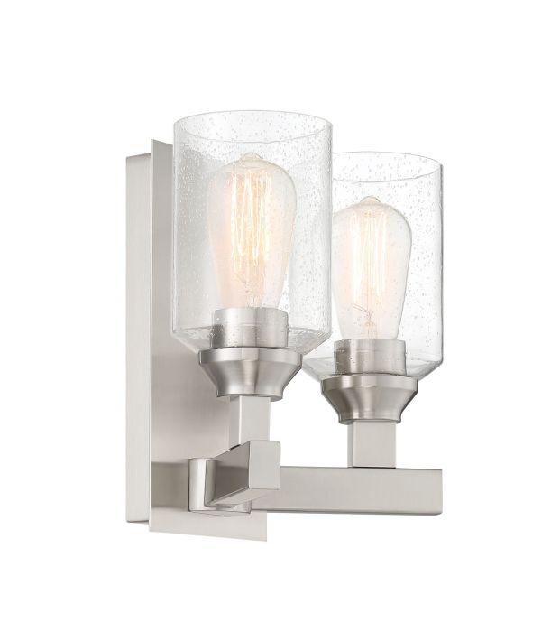 ##Antique Hardware## Chicago 2 Light Wall Sconce in Brushed Polished Nickel