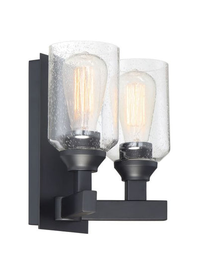 ##Antique Hardware## Chicago 2 Light Wall Sconce in Flat Black