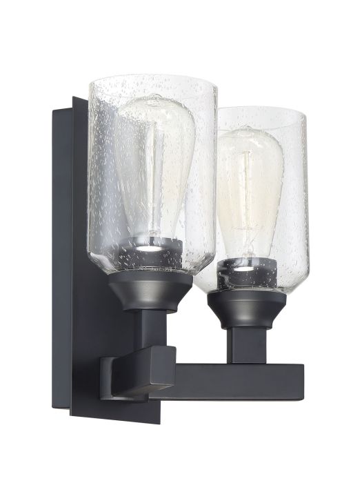 ##Antique Hardware## Chicago 2 Light Wall Sconce in Flat Black