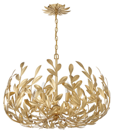 ##Antique Hardware## Broche 6 Light Antique Gold Chandelier