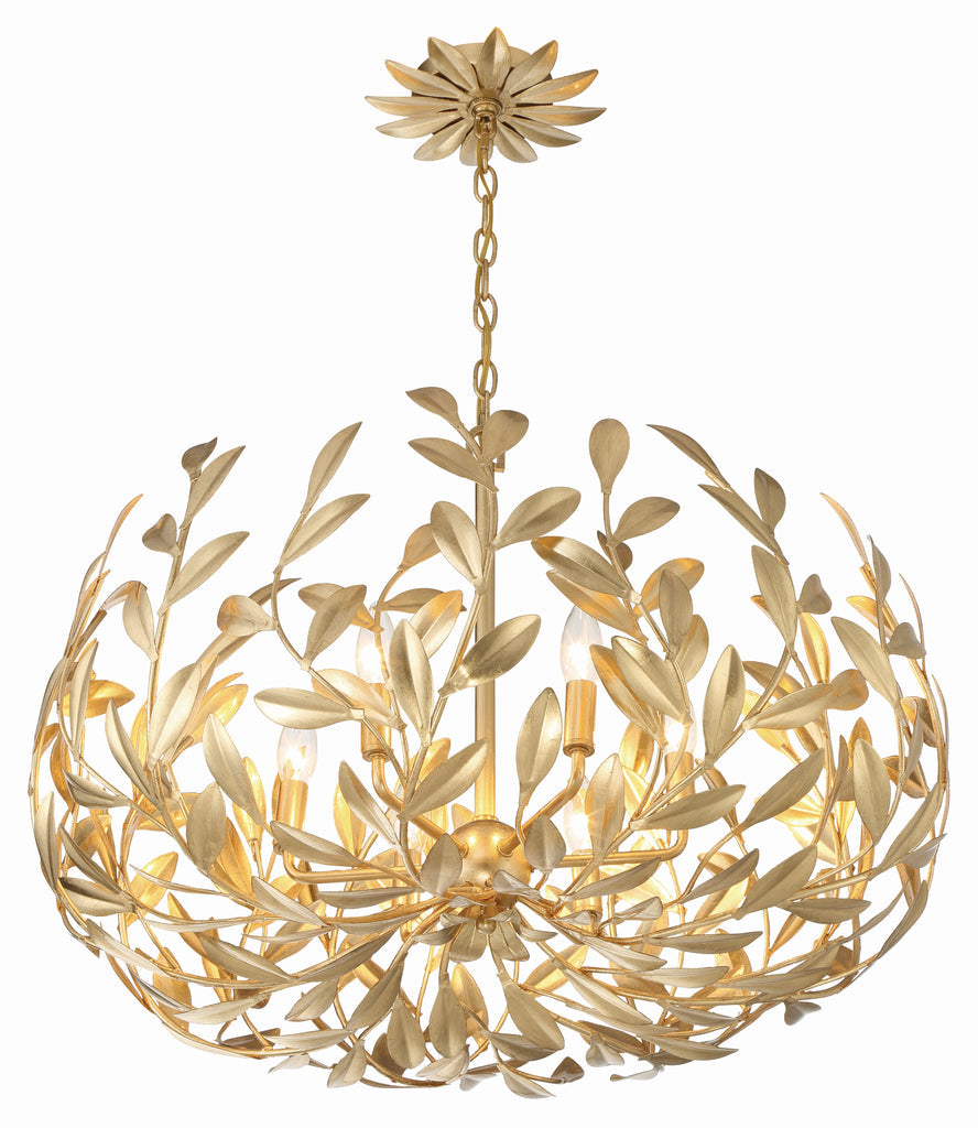 ##Antique Hardware## Broche 6 Light Antique Gold Chandelier