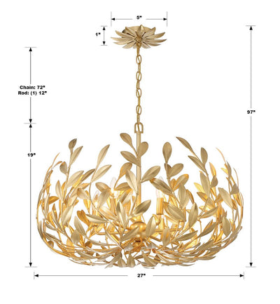 ##Antique Hardware## Broche 6 Light Antique Gold Chandelier