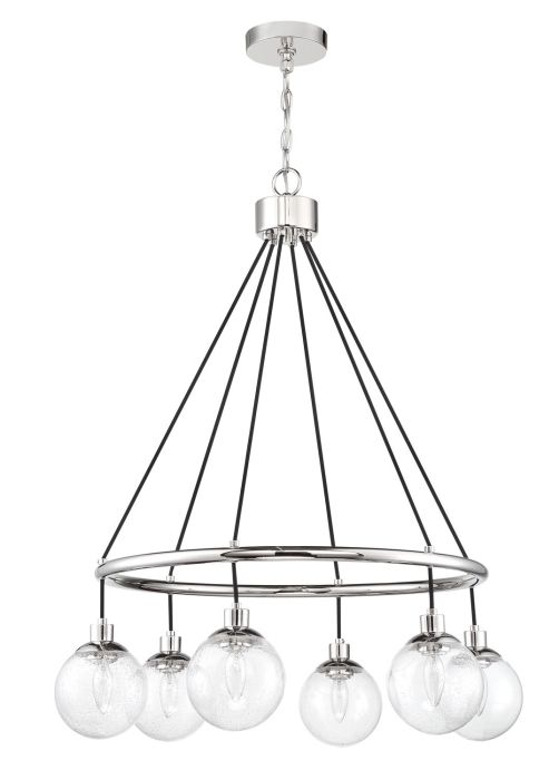 ##Antique Hardware## Que 6 Light Chandelier in Chrome