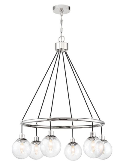 ##Antique Hardware## Que 6 Light Chandelier in Chrome