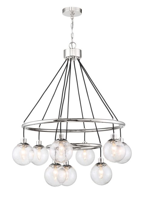 ##Antique Hardware## Que 9 Light Chandelier in Chrome