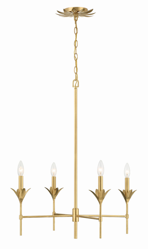 ##Antique Hardware## Broche 4 Light Antique Gold Chandelier