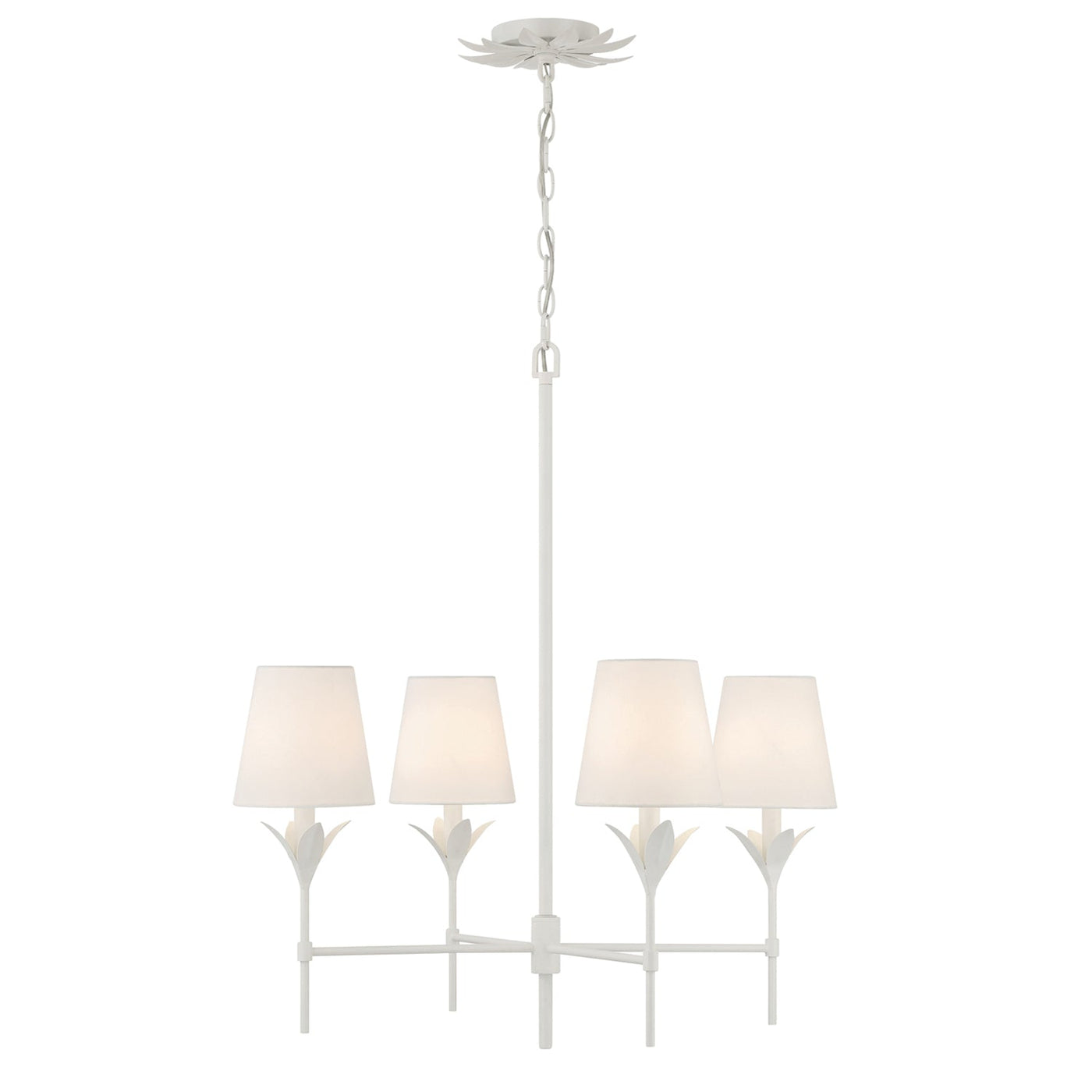 ##Antique Hardware## Broche 4 Light Matte White Chandelier