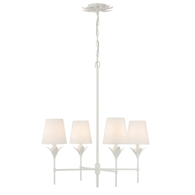 ##Antique Hardware## Broche 4 Light Matte White Chandelier