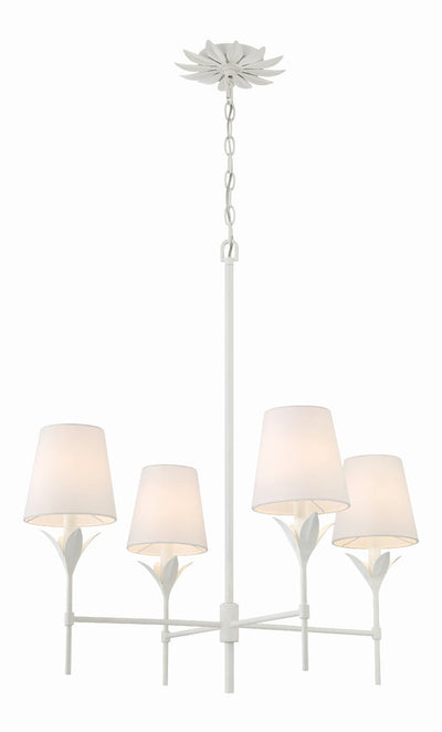 ##Antique Hardware## Broche 4 Light Matte White Chandelier