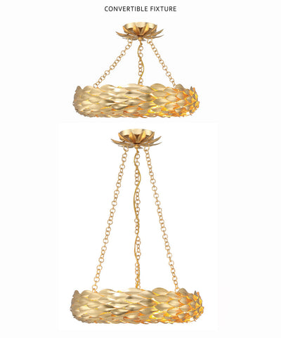 ##Antique Hardware## Broche 6 Light Antique Gold Chandelier