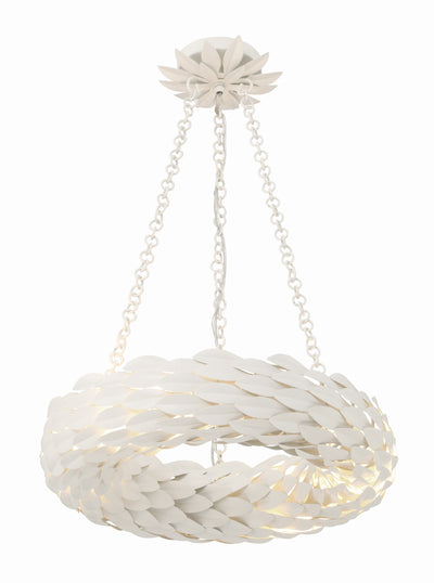 ##Antique Hardware## Broche 6 Light Matte White Chandelier