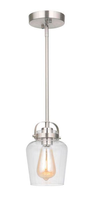 ##Antique Hardware## Trystan 1 Light Mini Pendant in Brushed Polished Nickel