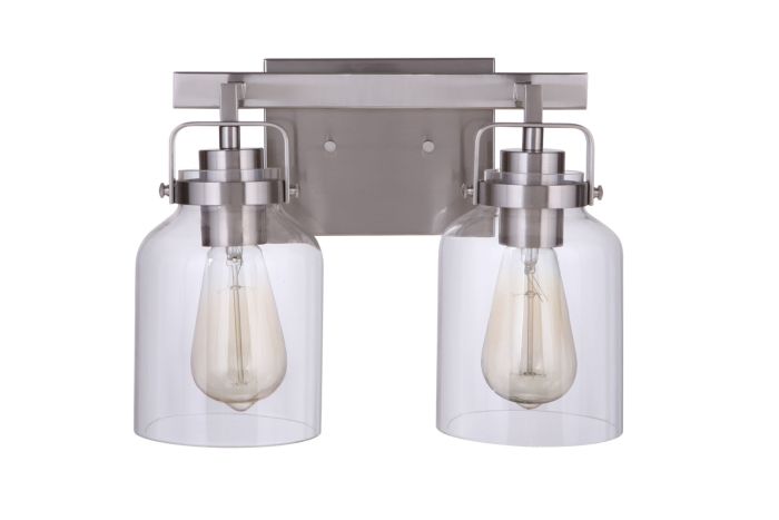 ##Antique Hardware## Foxwood 2 Light Vanity in Brushed Polished Nickel