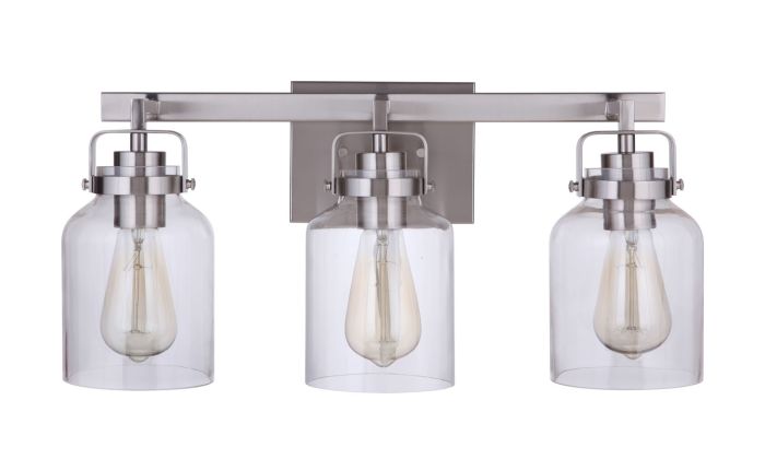 ##Antique Hardware## Foxwood 3 Light Vanity in Brushed Polished Nickel