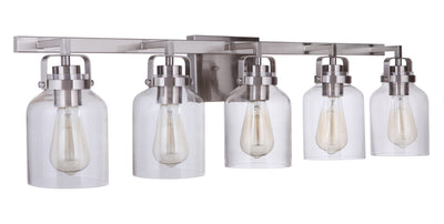 ##Antique Hardware## Foxwood 5 Light Vanity in Brushed Polished Nickel