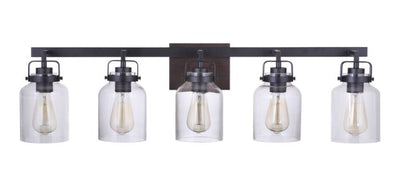 ##Antique Hardware## Foxwood 5 Light Vanity in Flat Black/Dark Teak