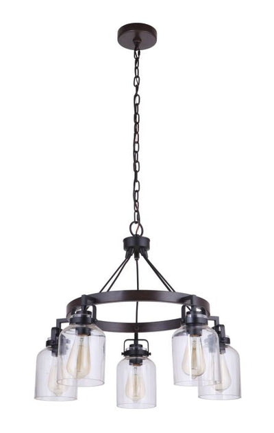 ##Antique Hardware## Foxwood 5 Light Chandelier in Flat Black/Dark Teak