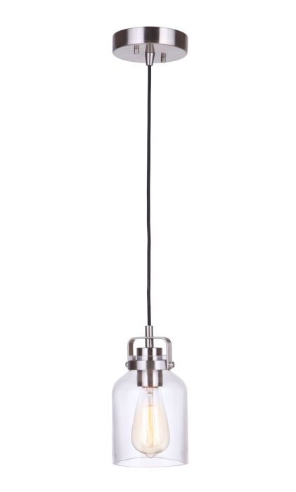 ##Antique Hardware## Foxwood 1 Light Mini Pendant in Brushed Polished Nickel