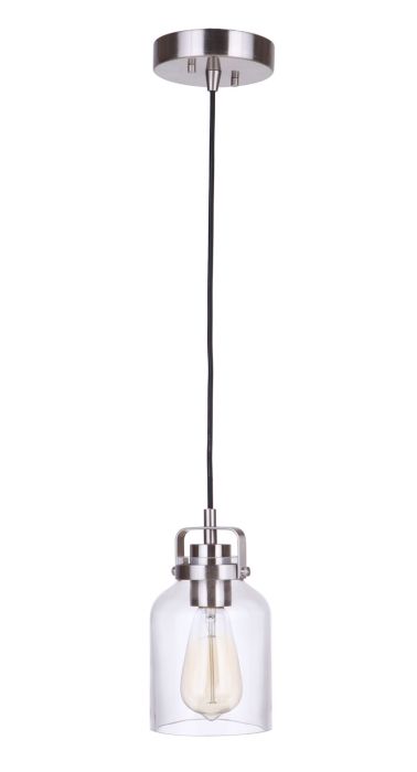 ##Antique Hardware## Foxwood 1 Light Mini Pendant in Brushed Polished Nickel