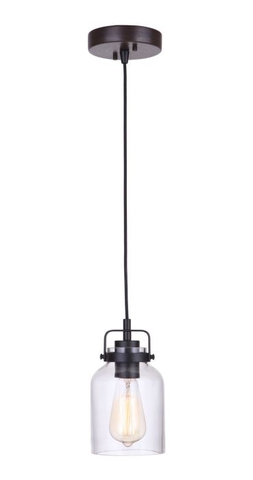 ##Antique Hardware## Foxwood 1 Light Mini Pendant in Flat Black/Dark Teak