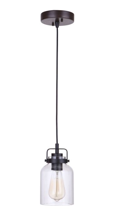 ##Antique Hardware## Foxwood 1 Light Mini Pendant in Flat Black/Dark Teak