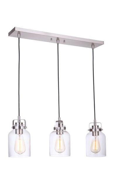 ##Antique Hardware## Foxwood 3 Light Pendant in Brushed Polished Nickel