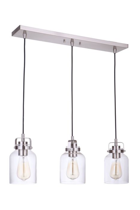 ##Antique Hardware## Foxwood 3 Light Pendant in Brushed Polished Nickel