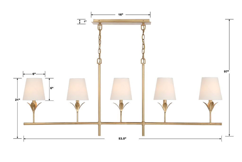 ##Antique Hardware## Broche 5 Light Antique Gold Chandelier