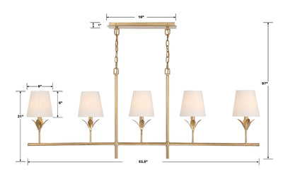 ##Antique Hardware## Broche 5 Light Antique Gold Chandelier