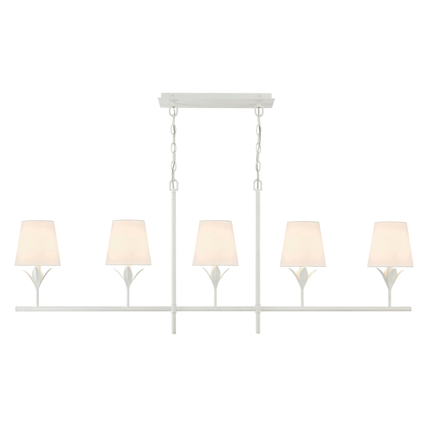 ##Antique Hardware## Broche 5 Light Matte White Chandelier