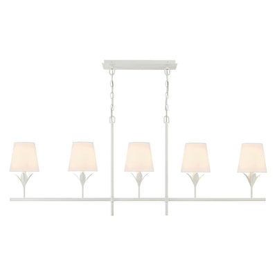 ##Antique Hardware## Broche 5 Light Matte White Chandelier