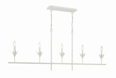 ##Antique Hardware## Broche 5 Light Matte White Chandelier