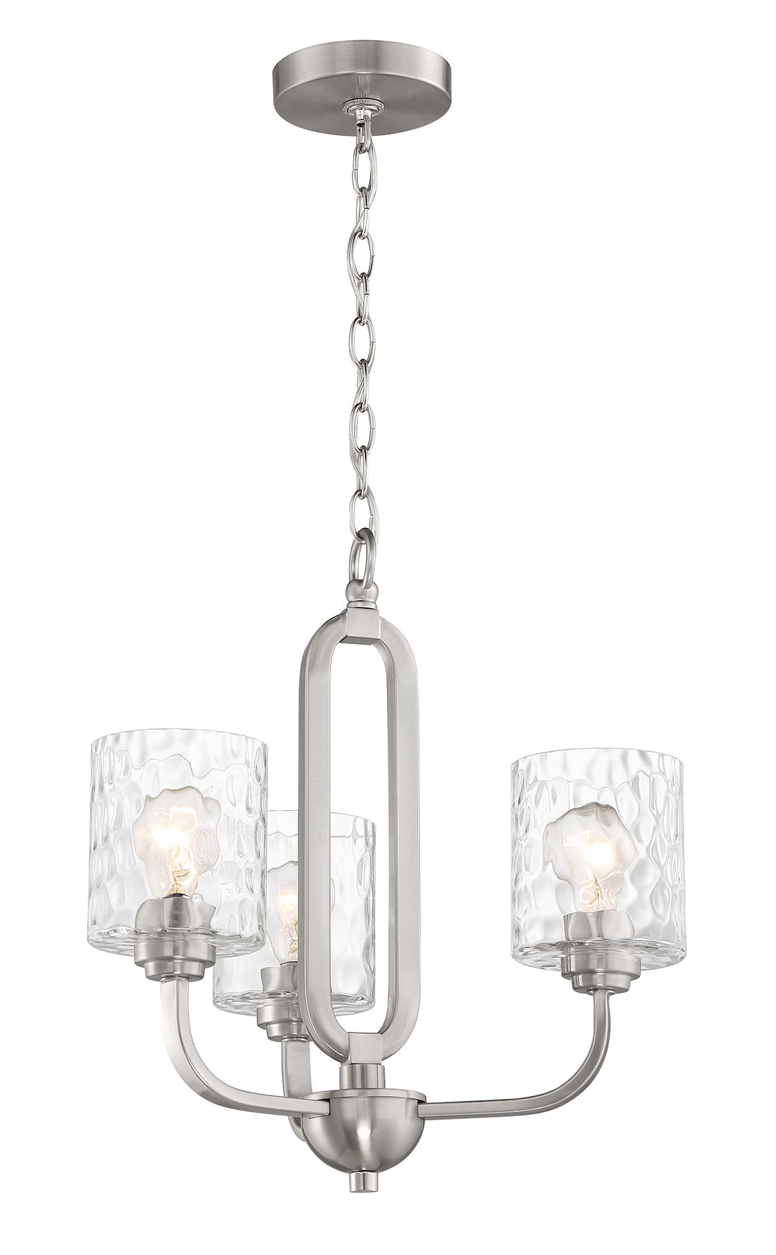 ##Antique Hardware## Collins 3 Light Chandelier in Brushed Polished Nickel