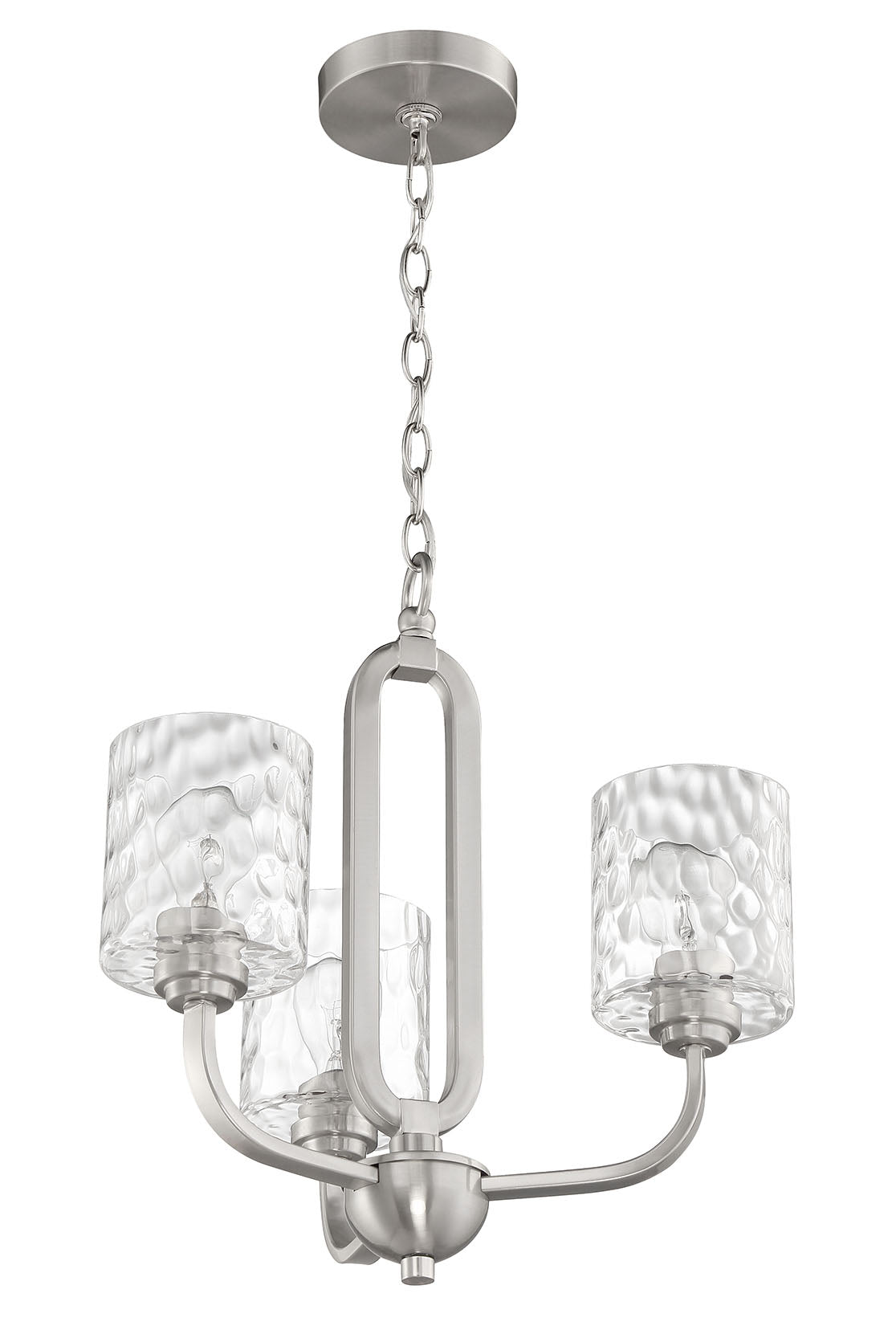 ##Antique Hardware## Collins 3 Light Chandelier in Brushed Polished Nickel