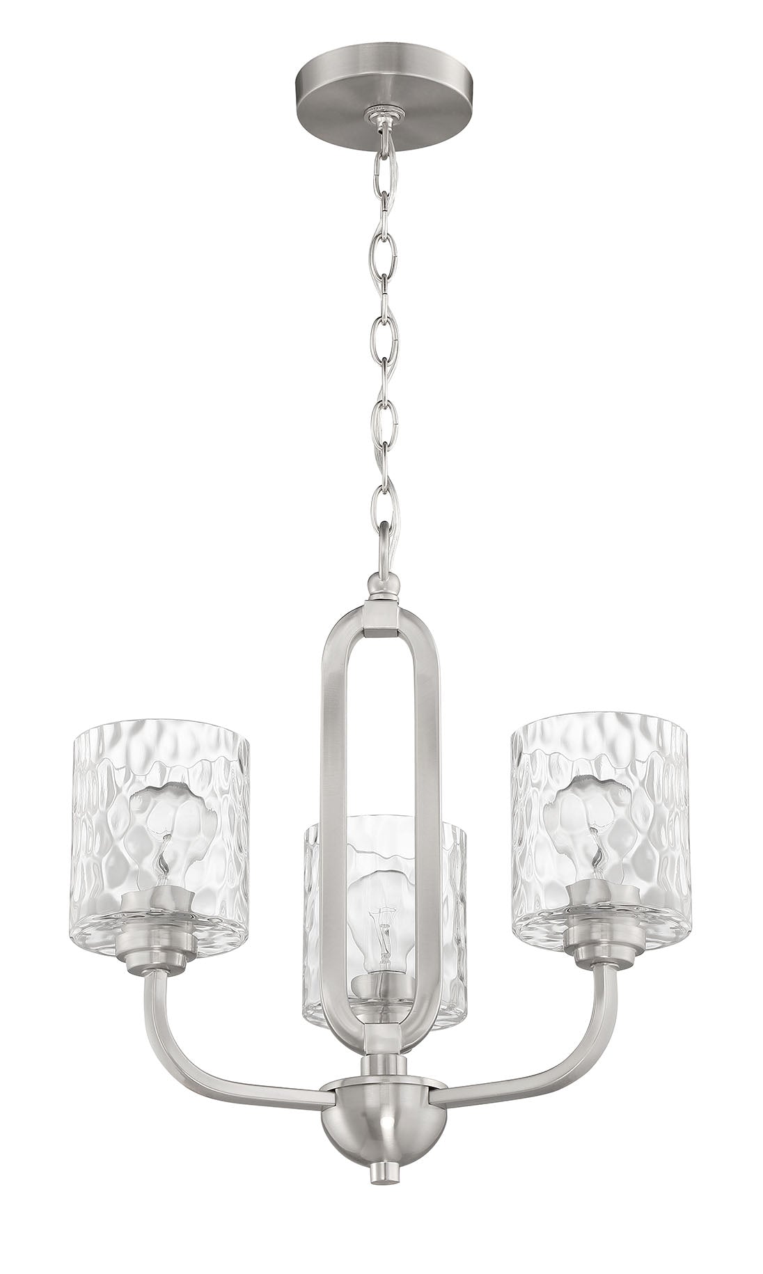 ##Antique Hardware## Collins 3 Light Chandelier in Brushed Polished Nickel