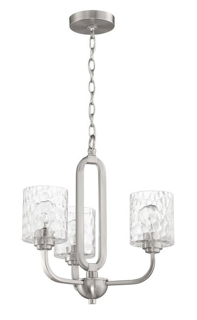 ##Antique Hardware## Collins 3 Light Chandelier in Brushed Polished Nickel