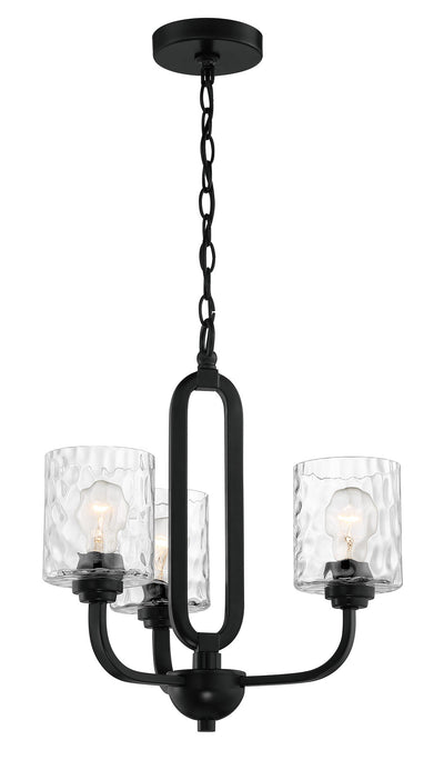 ##Antique Hardware## Collins 3 Light Chandelier in Flat Black