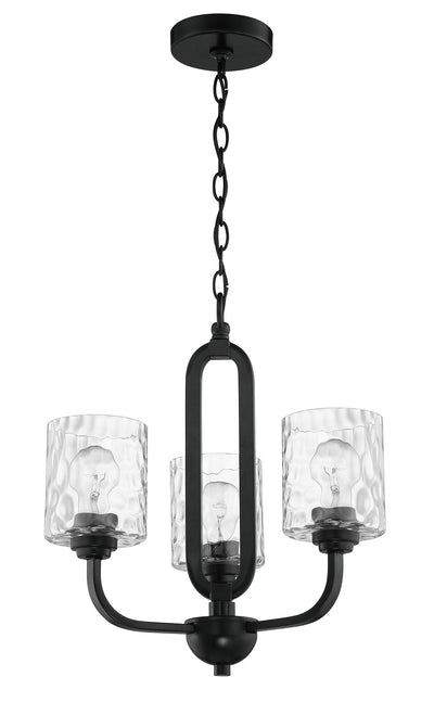 ##Antique Hardware## Collins 3 Light Chandelier in Flat Black