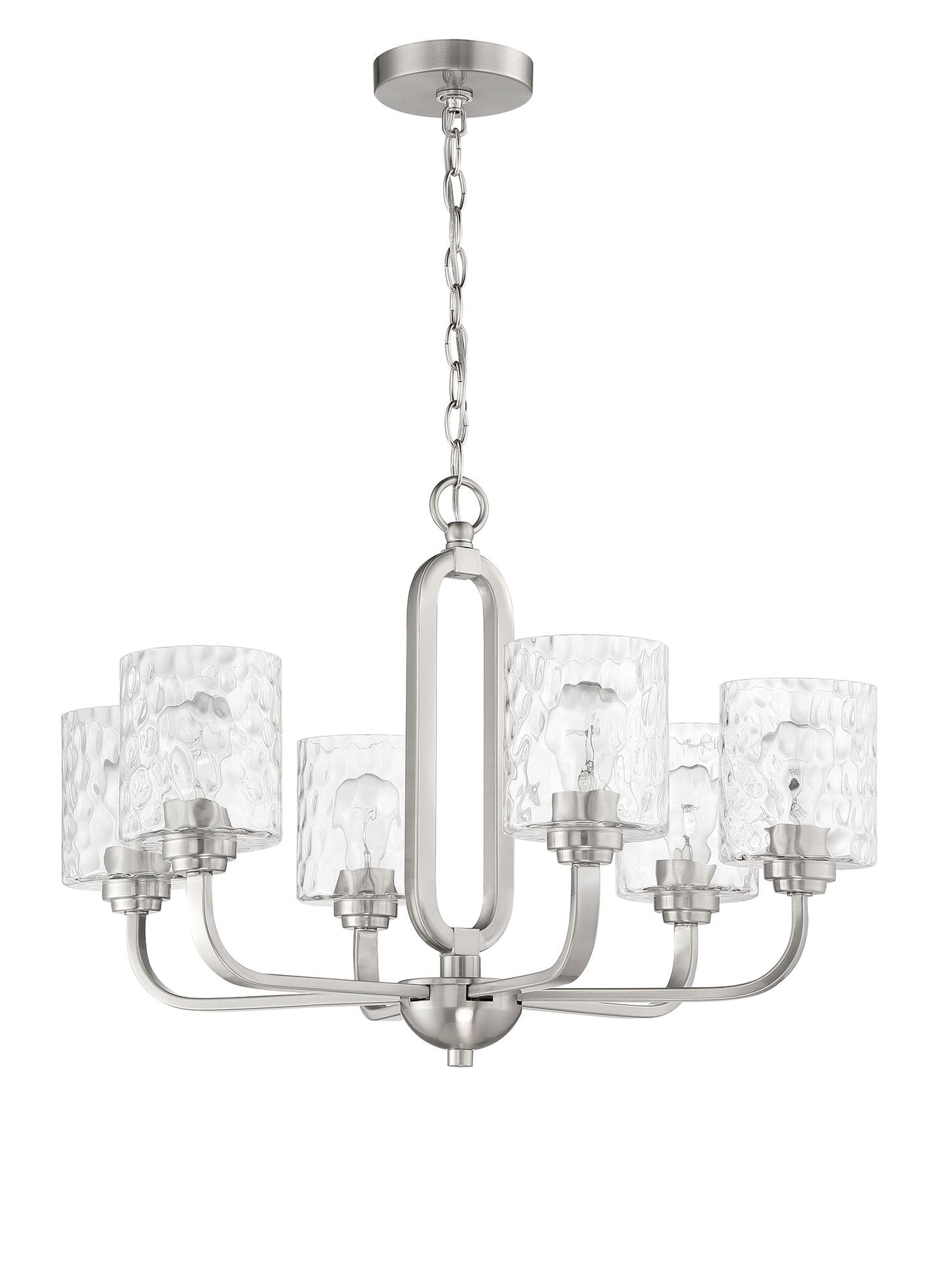 ##Antique Hardware## Collins 6 Light Chandelier in Brushed Polished Nickel