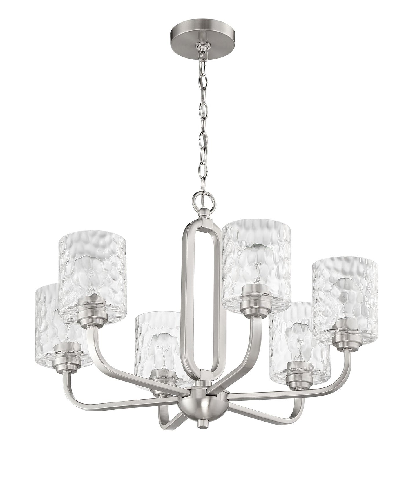 ##Antique Hardware## Collins 6 Light Chandelier in Brushed Polished Nickel