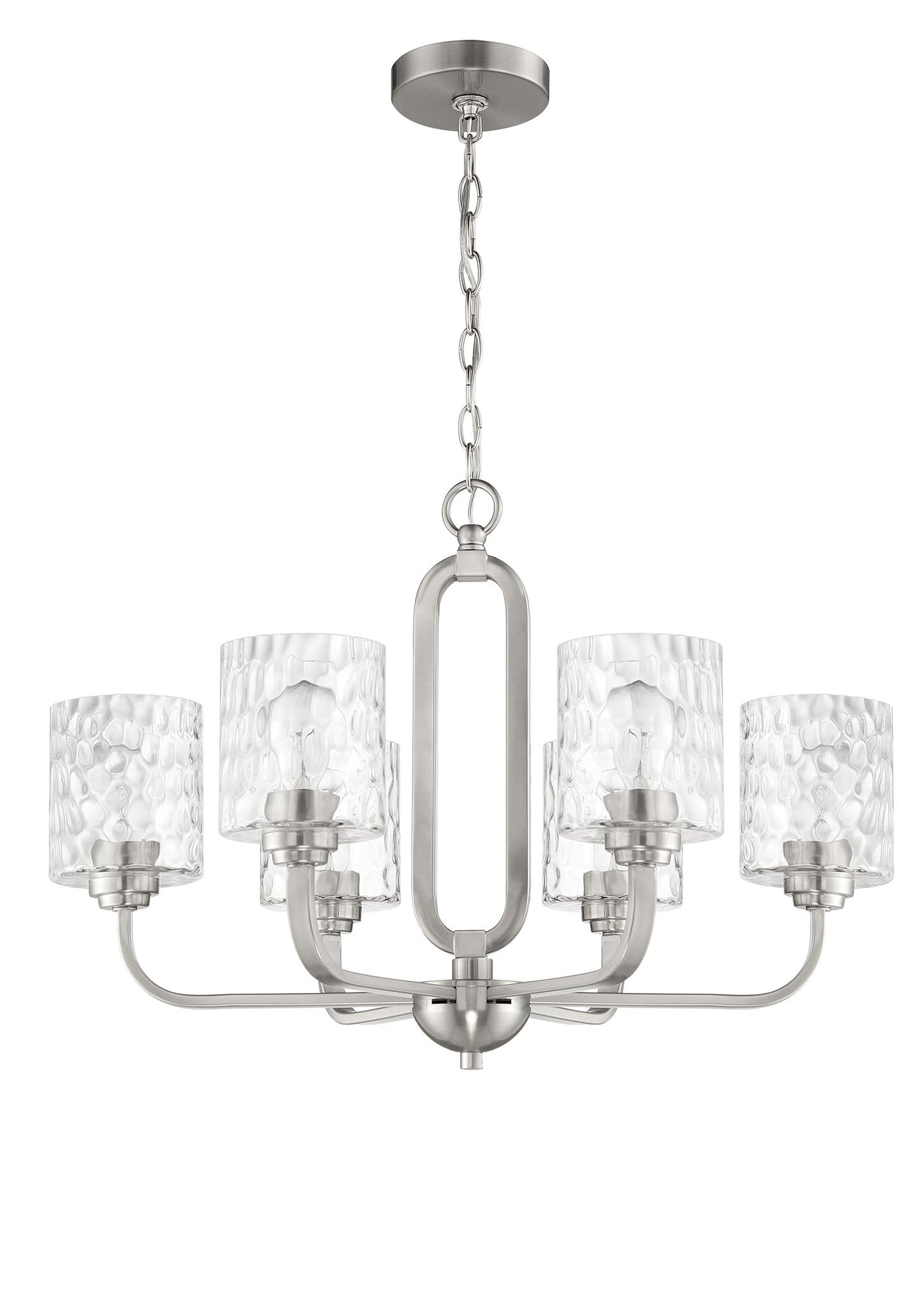 ##Antique Hardware## Collins 6 Light Chandelier in Brushed Polished Nickel