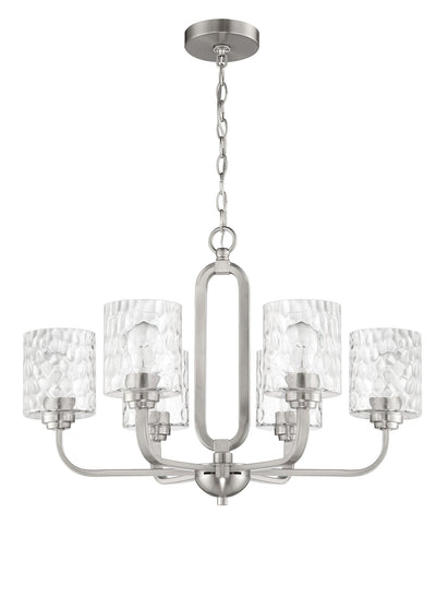 ##Antique Hardware## Collins 6 Light Chandelier in Brushed Polished Nickel