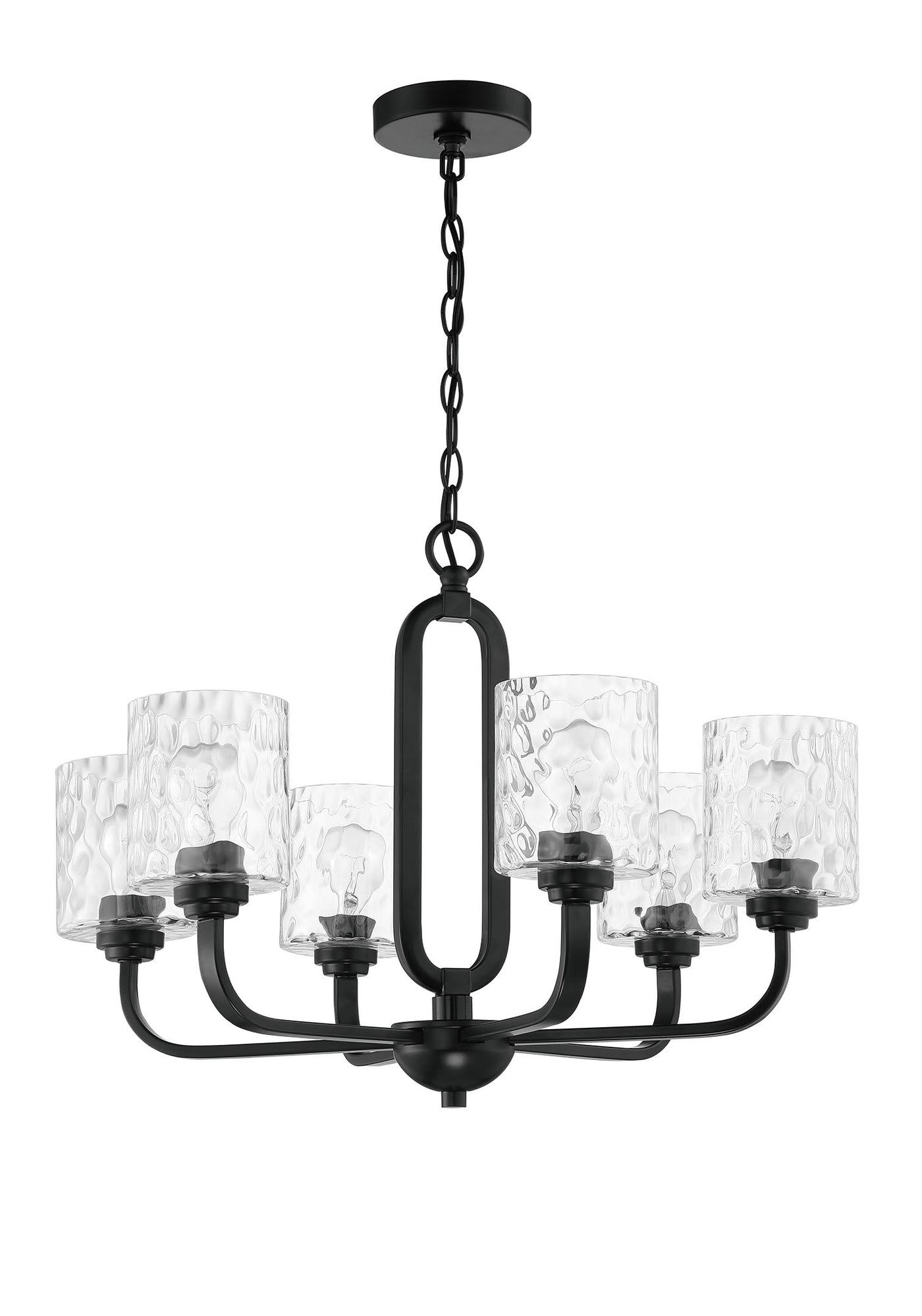 ##Antique Hardware## Collins 6 Light Chandelier in Flat Black