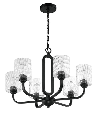 ##Antique Hardware## Collins 6 Light Chandelier in Flat Black