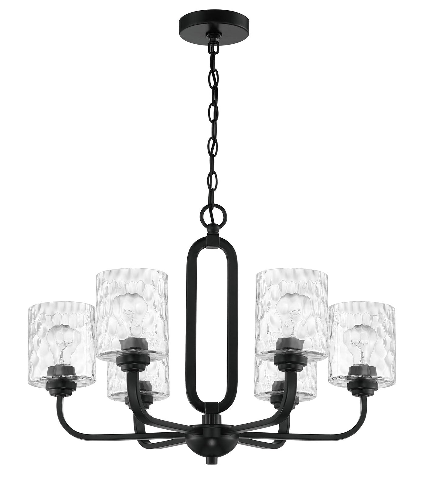 ##Antique Hardware## Collins 6 Light Chandelier in Flat Black