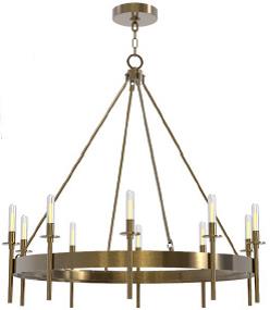 ##Antique Hardware## Larrson 12 Light Chandelier in Satin Brass