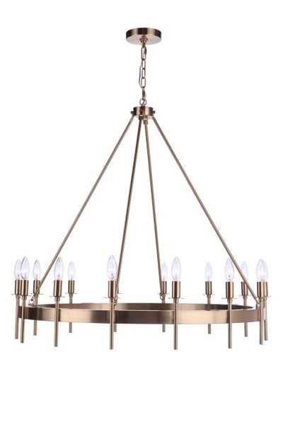 ##Antique Hardware## Larrson 14 Light Chandelier in Satin Brass