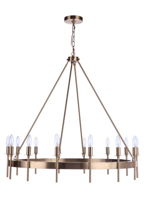 ##Antique Hardware## Larrson 14 Light Chandelier in Satin Brass