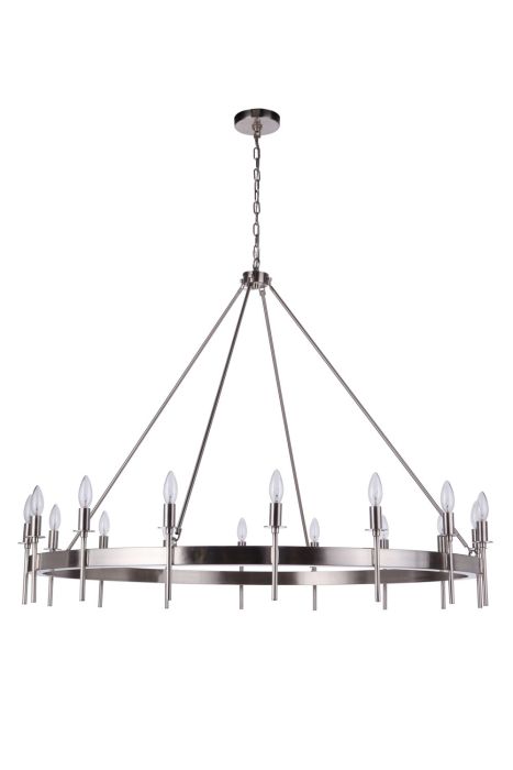 ##Antique Hardware## Larrson 16 Light Chandelier in Brushed Polished Nickel