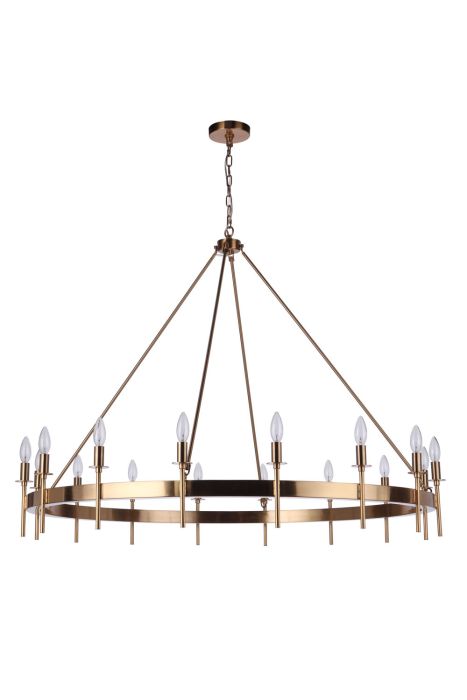 ##Antique Hardware## Larrson 16 Light Chandelier in Satin Brass